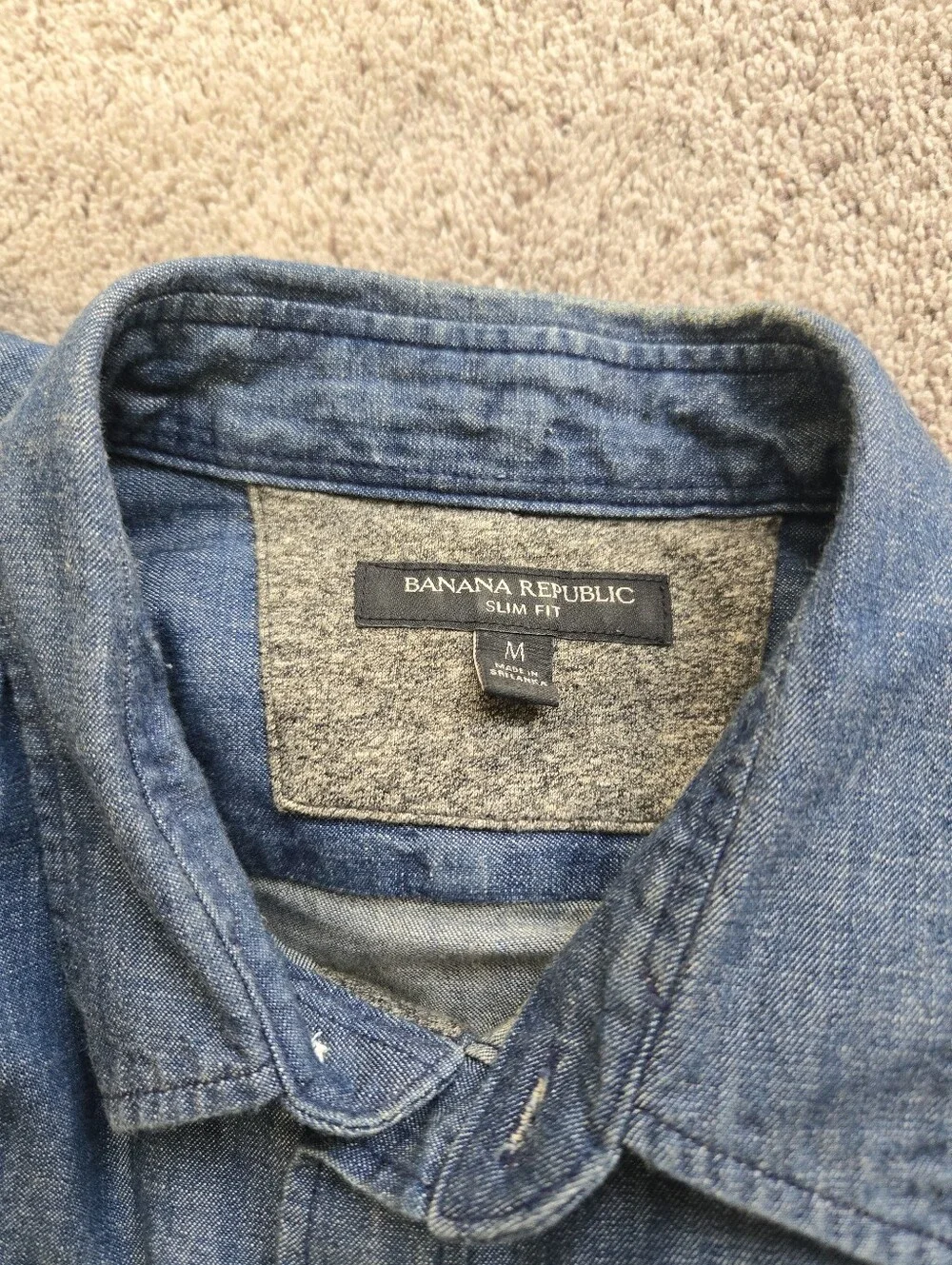 Banana Republic Men's Blue Denim Chambray Button-Down Shirt Slim Fit Size Medium